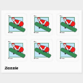 Snowboarden kerstcadeaulabels vierkante sticker (Vel)