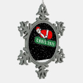 Snowboarden Kerstmis Collectible Tin Sneeuwvlok Ornament (Links)