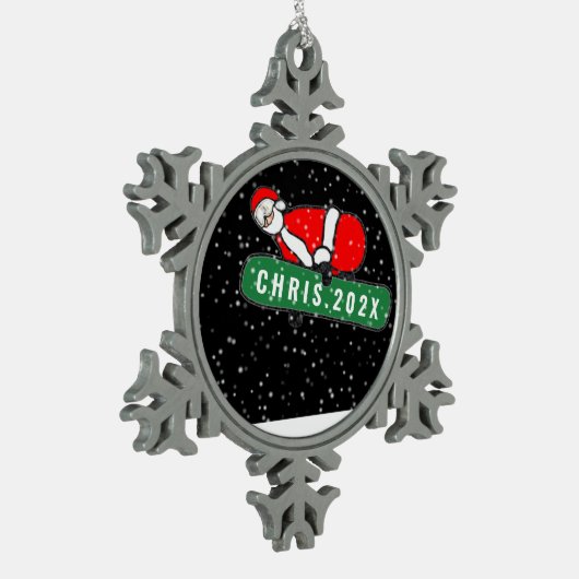 Snowboarden Kerstmis Collectible Tin Sneeuwvlok Ornament (Links)