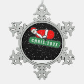 Snowboarden Kerstmis Collectible Tin Sneeuwvlok Ornament (Voorkant)