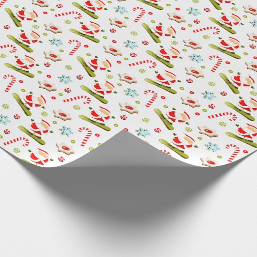 Snowboarden Kerstmis vakantie cadeau Cadeaupapier (Hoek)