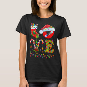 Snowboarden Kerstmis Verlichting Santa Love Snowbo T-shirt