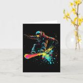 Snowboarden Kleurenverf Splash Snowboarder Downhi Kaart (Gele Bloem)