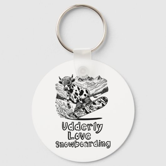 Snowboarden Koe Shredding The Slopes - Snowboarde Sleutelhanger (Voorkant)