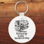 Snowboarden Koe Shredding The Slopes - Snowboarde Sleutelhanger (Voorkant)