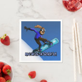 "Snowboarden Konijn Verjaardag" Papieren servet (Insitu)
