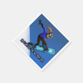 "Snowboarden Konijn Verjaardag" Papieren servet (Hoek)