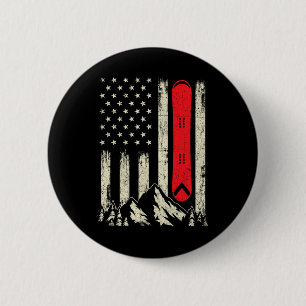 Snowboarden Lover - Vlag van de Verenigde Staten S Ronde Button 5,7 Cm