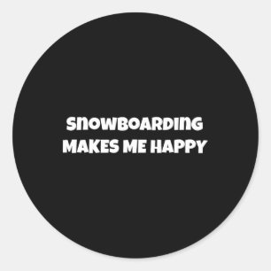 Snowboarden maakt me blij met design voor mannen e ronde sticker