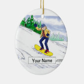 Snowboarden - Mannelijk Keramisch Ornament (Rechts)