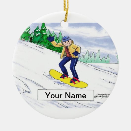 Snowboarden - Mannelijk Keramisch Ornament (Voorkant)