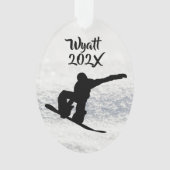 Snowboarden Mannelijke Zoon Foto Sjabloon Ovaal Ornament (voorkant)
