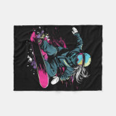Snowboarden meisje grafisch fleece deken (Voorkant (Horizontaal))