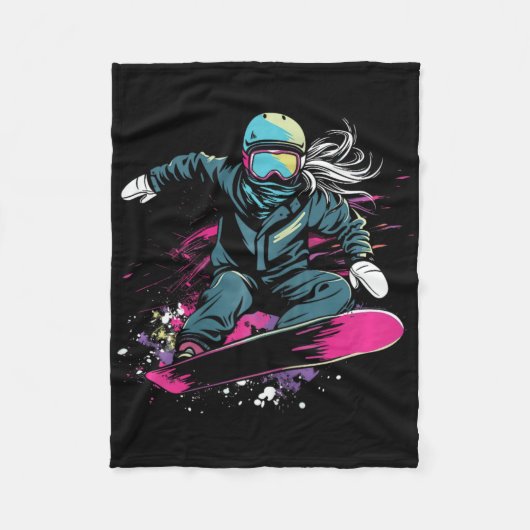 Snowboarden meisje grafisch fleece deken (Voorkant)