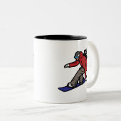 Snowboarden met mijn kat tweekleurige koffiemok (Voorkant rechts)