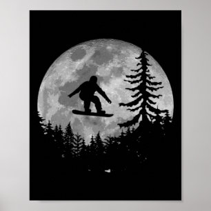  Snowboarden Moon Snow Snowboarder Gift Poster