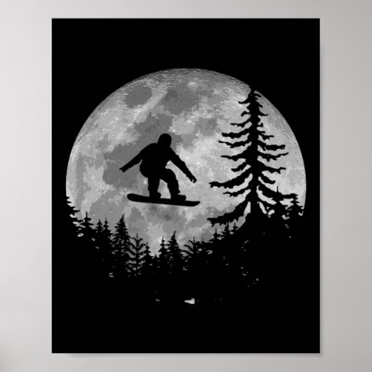 Snowboarden Moon Snow Snowboarder Gift Poster (Voorkant)