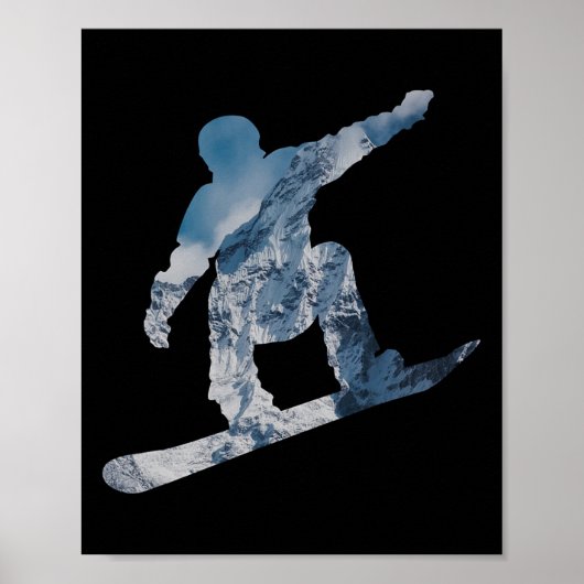 Snowboarden Mountain T Shirt - cadeau voor snowboa Poster (Voorkant)