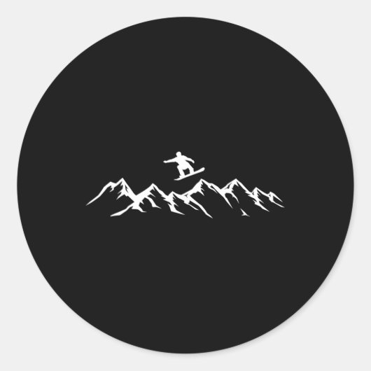 Snowboarden Mountains Snowboarder Ronde Sticker (Voorkant)