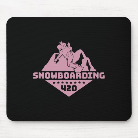 Snowboarden Mountains Snowboarder W Muismat (Voorkant)