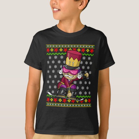 Snowboarden Notenkraker Snowboard Ugly Christmas S T-shirt (Voorkant)