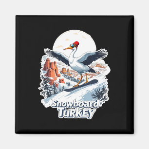 Snowboarden ooievaar in de Turkse winter Magneet
