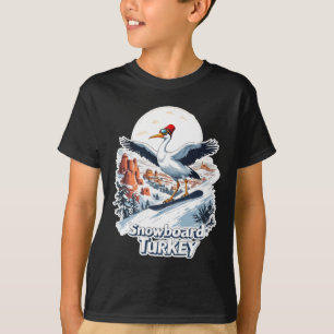 Snowboarden ooievaar in de Turkse winter T-shirt