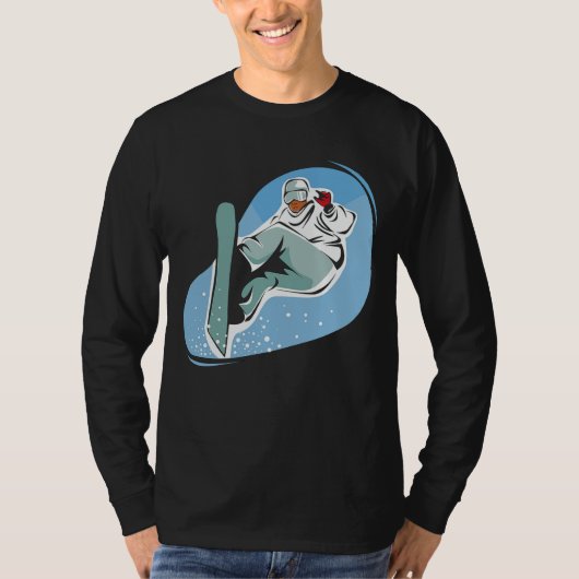 Snowboarden op Mannen met lange basishoes T-shirt (Voorkant)
