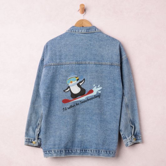 Snowboarden Penguin Design Denim Jas Denim Jacket (Hangar)