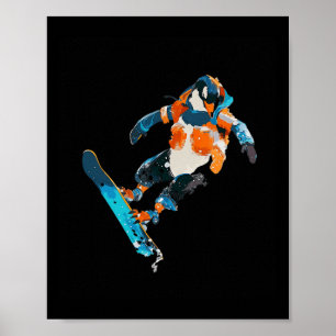 Snowboarden Pinguïn Wintersport Plezier Poster