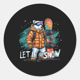 Snowboarden Polar Beer Winter Fun Arctic Adventur Ronde Sticker