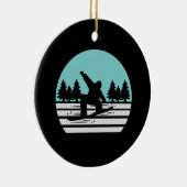 Snowboarden Retro  Keramisch Ornament (Rechts)