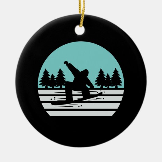 Snowboarden Retro  Keramisch Ornament (Voorkant)