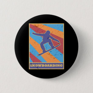 Snowboarden Retro Kleuren Schaats Ski Snowbo Ronde Button 5,7 Cm