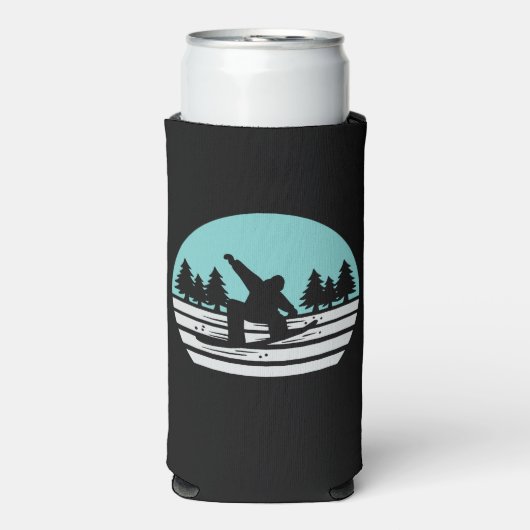 Snowboarden Retro  Seltzer Blikjeskoeler (Seltzer Voorkant)