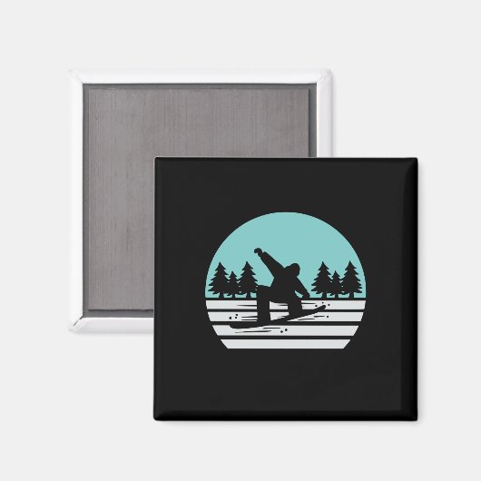 Snowboarden Retro Vintage Magneet (Voorkant / Achterkant)