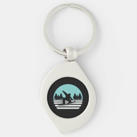 Snowboarden Retro Vintage Sleutelhanger (Voorkant)