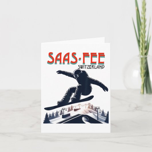 Snowboarden Saas-fee Zwitserland Kaart (Voorkant)