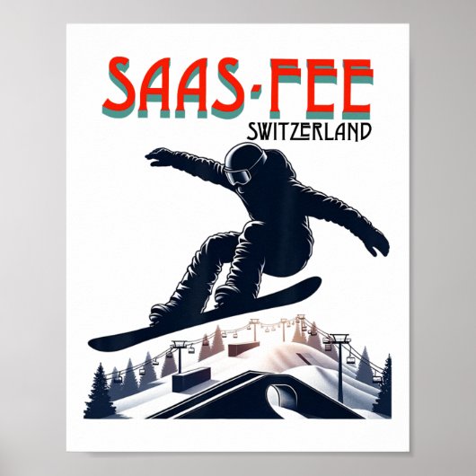 Snowboarden Saas-fee Zwitserland Poster (Voorkant)