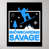 Snowboarden Savage Kinder Cool Jeugd Freestyle Sne Poster (Voorkant)