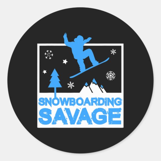 Snowboarden Savage Kinder Cool Jeugd Freestyle Sne Ronde Sticker (Voorkant)