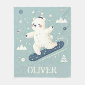 Snowboarden Schattige Polar Beer Fleece Deken (Voorkant)
