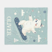 Snowboarden Schattige Polar Beer Fleece Deken (Voorkant (Horizontaal))