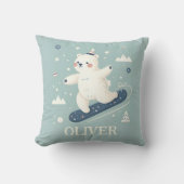 Snowboarden Schattige Polar Beer Kussen (Voorkant)