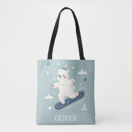 Snowboarden Schattige Polar Beer Tote Bag