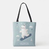 Snowboarden Schattige Polar Beer Tote Bag (Achterkant)