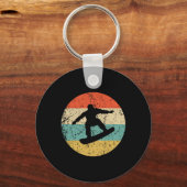 Snowboarden Shirt -  retro snowboarder Sleutelhanger (Voorkant)