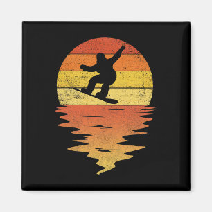 Snowboarden Shirt Retro Sunset 70s Snowbo Magneet
