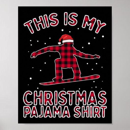 Snowboarden Shirt voor Heren Kerst Pyjama Xmas Poster (Voorkant)