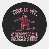 Snowboarden Shirt voor Heren Kerst Pyjama Xmas Ronde Sticker (Voorkant)